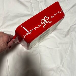 ROUND HOUSE CERAMIC BAKING DISH WITH HANDLES RED NEW IN BOX